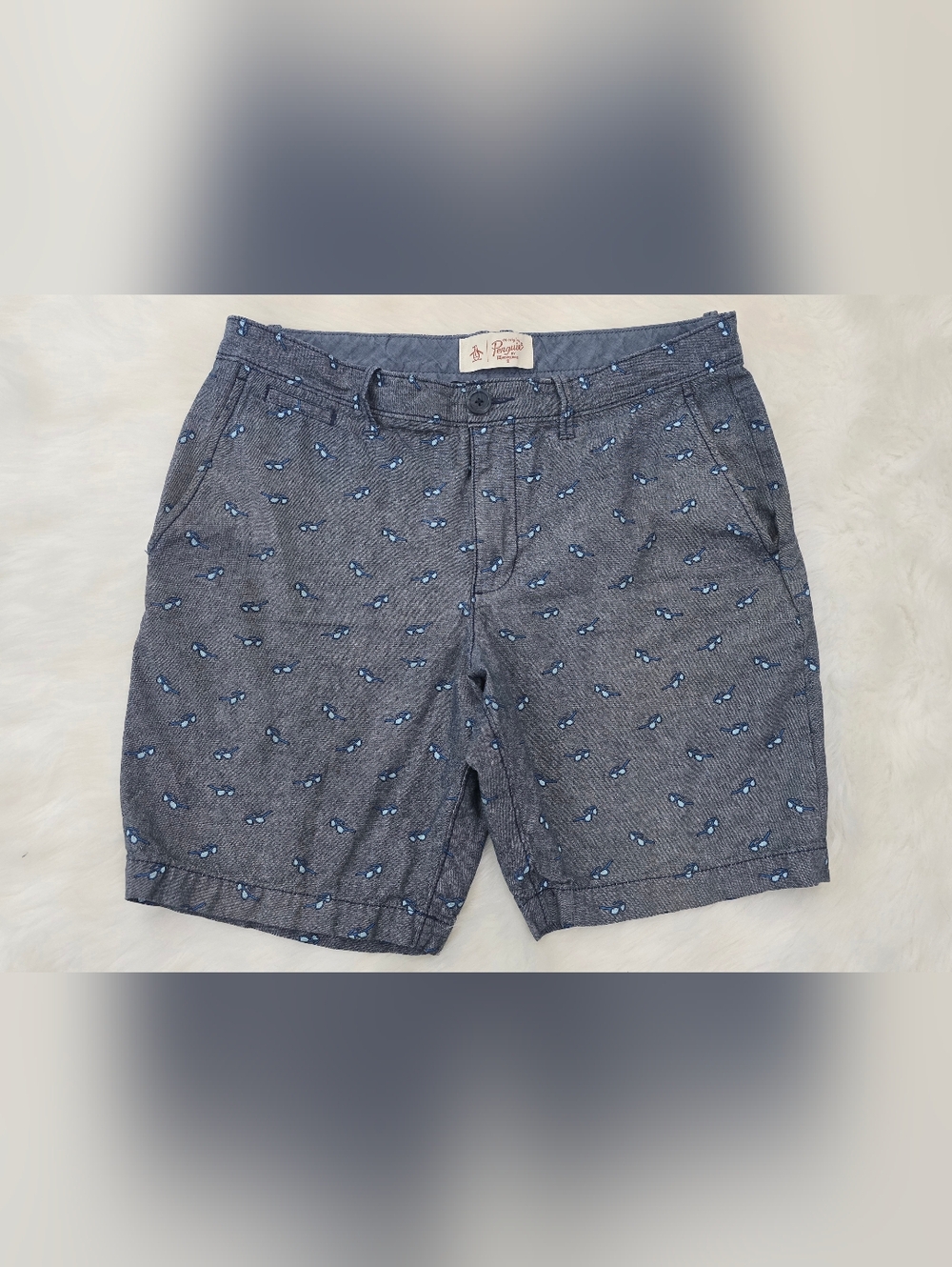 Penguin Chambray Sunglasses Print Shorts